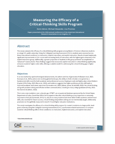 Measuring the Efficacy of a Critical Thinking Skills Program